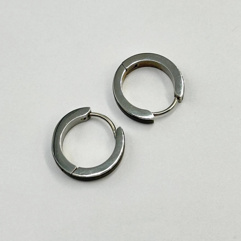 Швензы с черной эмалью размер 16мм*4мм цвет серебро