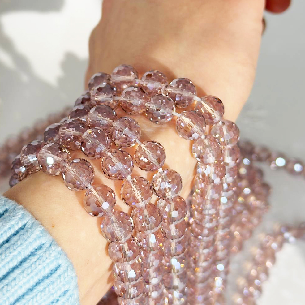 Бусины стеклянные размер 10мм цвет фиалковый