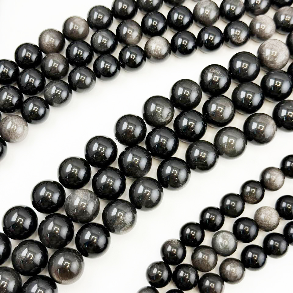 Серебристый обсидиан размеры 12мм14мм 16 мм