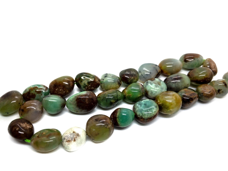 Бусины Опал зеленый размер средней бусины 15*11мм натуральный камень Зеленый